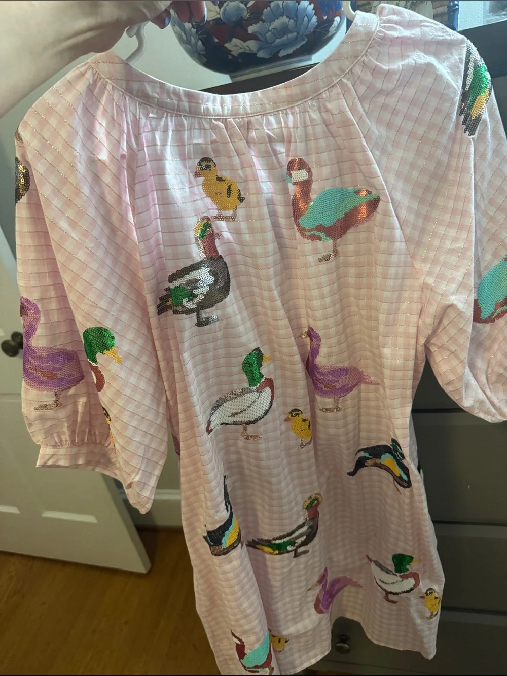 QS Pink Embroidered Duck Button-Front dress - Picture 3 of 3